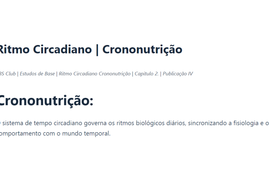 Ritmo Circadiano | Crononutrição